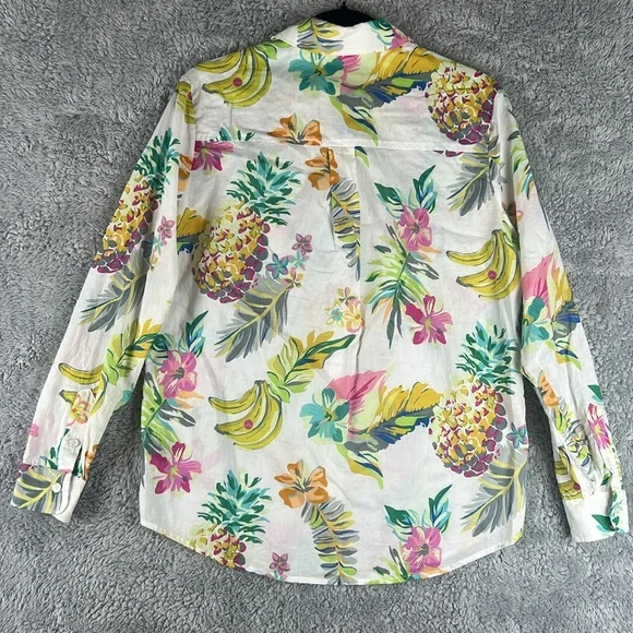 LE SUPERBE Tropi Cali Fruit Salad Ex-Boyfriend Long Sleeve Shirt Women’s, Size 6 Tops